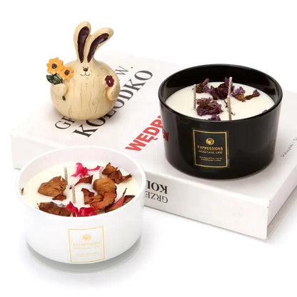 Pack Of 2 Scented Candle With Dried Flowers