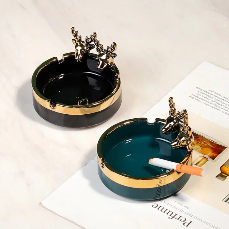 Ceramic Ashtray with Two Deers