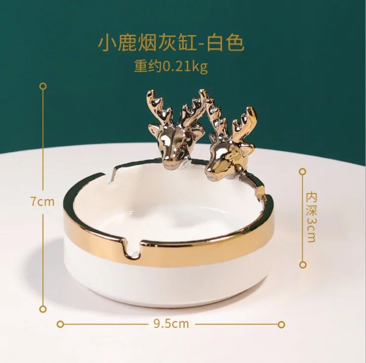 Ceramic Ashtray with Two Deers