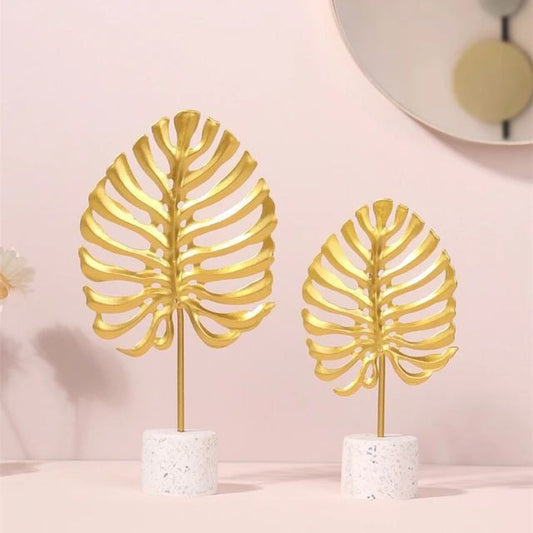 Set Of 2 Golden Leafs Décor