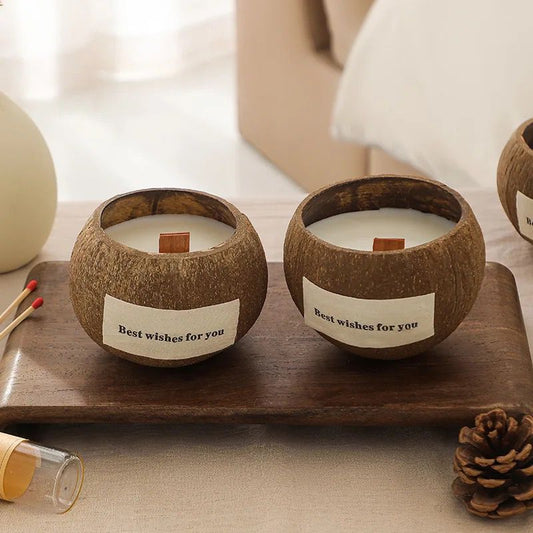 Set Of 2 Natural Coconut Candle Wicker