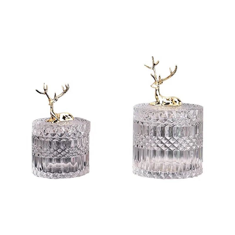 Set of 2 Deer Crystal Jars