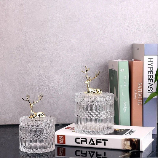 Set of 2 Deer Crystal Jars