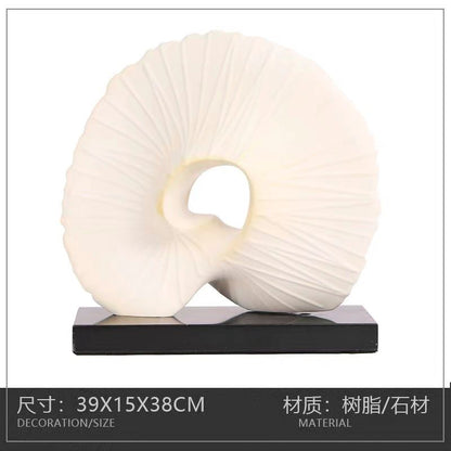 Abstract Spiral Shell Sculpture – Modern Ceramic Art Decor
