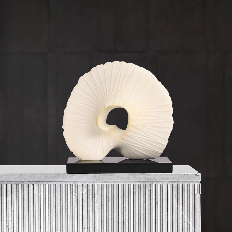 Abstract Spiral Shell Sculpture – Modern Ceramic Art Decor