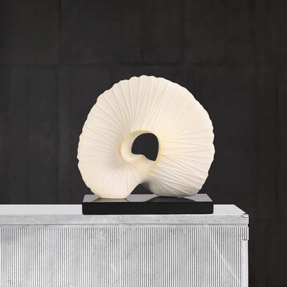 Abstract Spiral Shell Sculpture – Modern Ceramic Art Decor