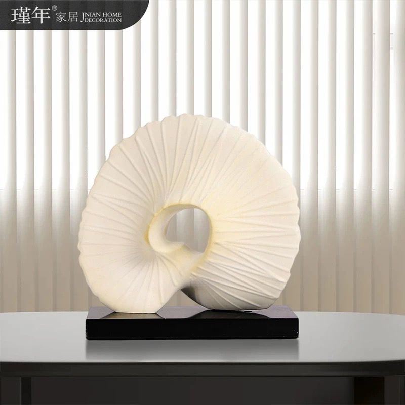Abstract Spiral Shell Sculpture – Modern Ceramic Art Decor