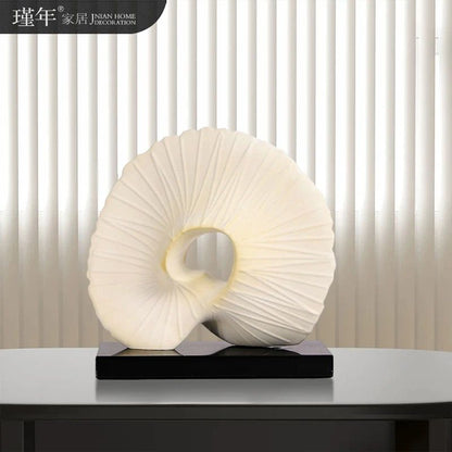 Abstract Spiral Shell Sculpture – Modern Ceramic Art Decor