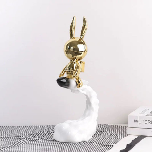 Rocket Bunny Figurine – Futuristic Decorative Sculpture