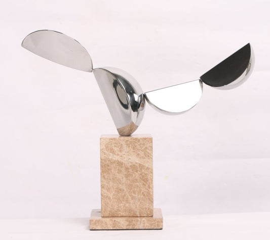 Wings of Balance – Abstract Metal Sculpture on Marble Base