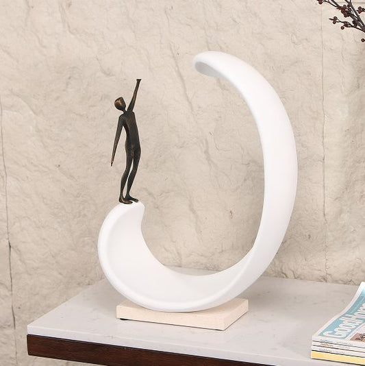 Luxury White Alloy Resin Marble Abstract Sculpture