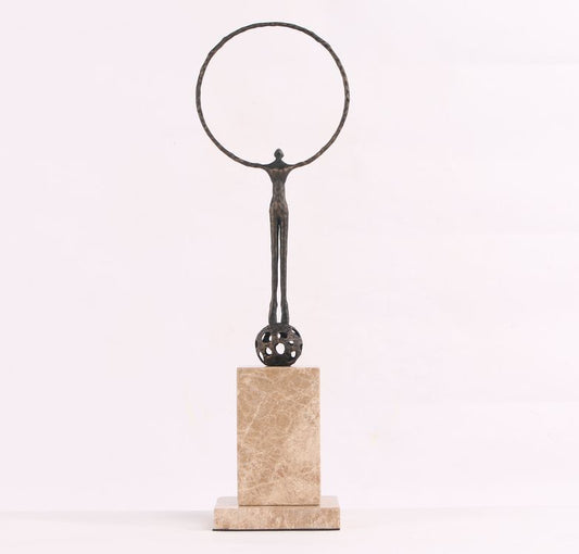 Abstract Bronze Sculpture on Marble Base