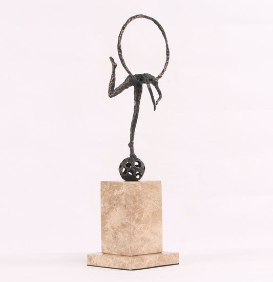 Abstract Bronze Sculpture on Marble Base