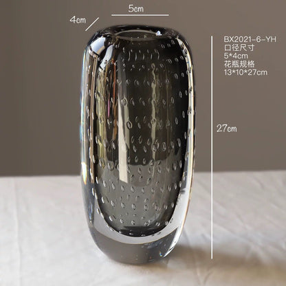 Smoky Gray Crystal Glass Vase