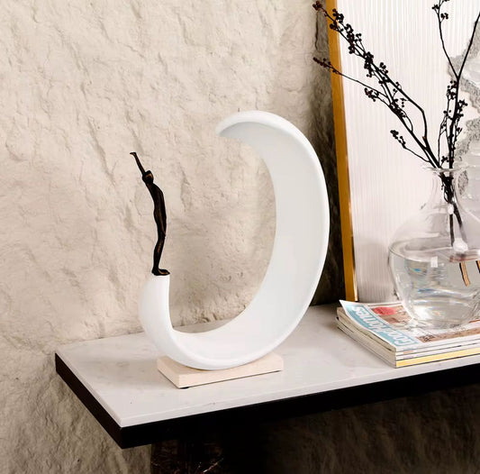 Luxury White Alloy Resin Marble Abstract Sculpture