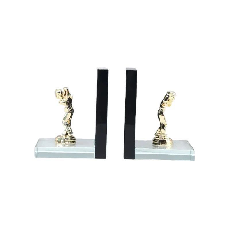 Luxury Golf-Themed Crystal Bookends – Set of 2