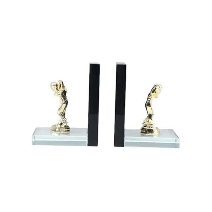 Luxury Golf-Themed Crystal Bookends – Set of 2