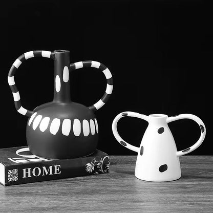 Black & White Decorative Vase Set of 2