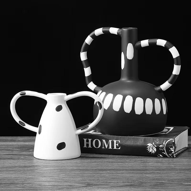 Black & White Decorative Vase Set of 2