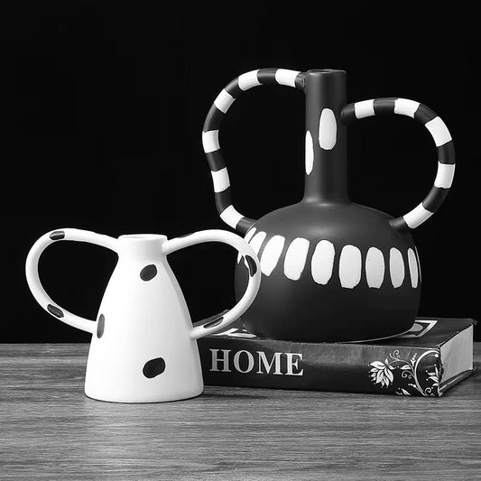 Black & White Decorative Vase Set of 2
