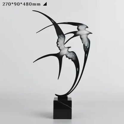 Flying Birds Sculpture - Metal With Marble Base