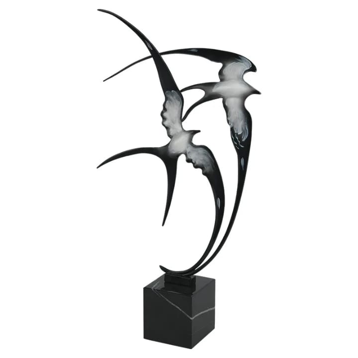 Flying Birds Sculpture - Metal With Marble Base