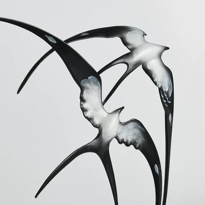 Flying Birds Sculpture - Metal With Marble Base