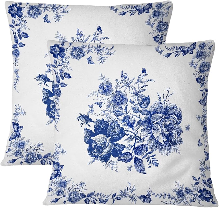 Set of 2 Velvet Cushion Covers with Nature-Inspired Prints