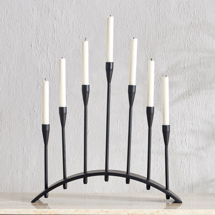 Modern Black Metal Candelabra