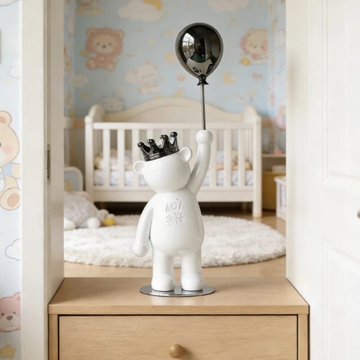 Royal Bear Decorative Figurine with Balloon