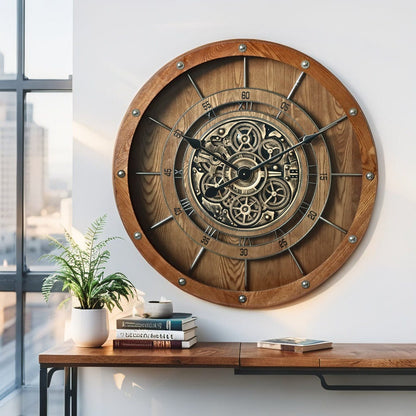 Wooden Gear Wall Clock (80CM)