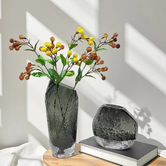 Textured Glass Vases Set OF 2
