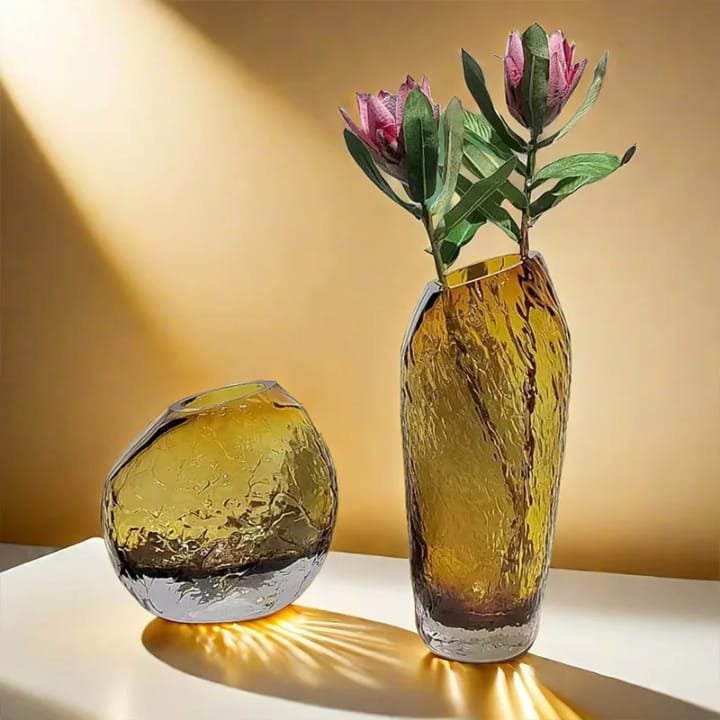Textured Glass Vases Set OF 2