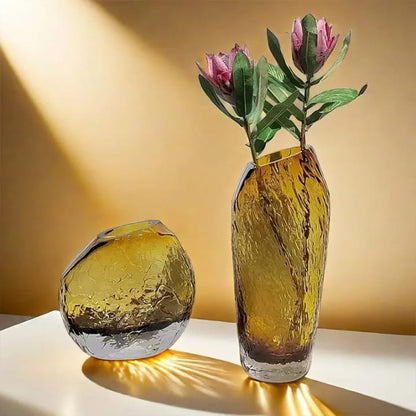 Textured Glass Vases Set OF 2