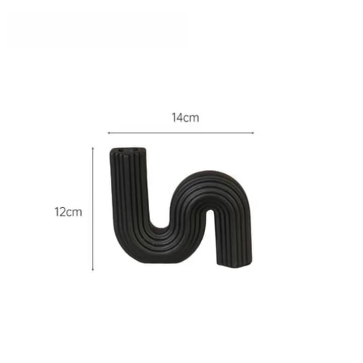 Modern Curved Black Ceramic Vase PACK OF 2