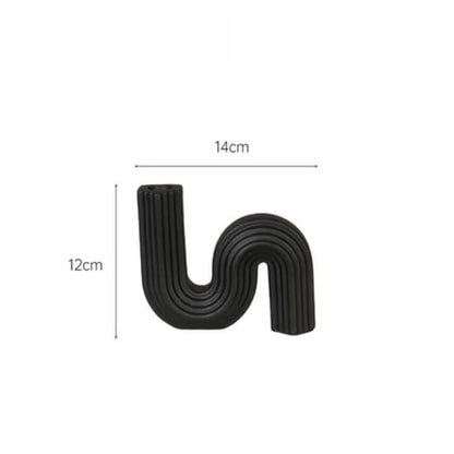 Modern Curved Black Ceramic Vase PACK OF 2