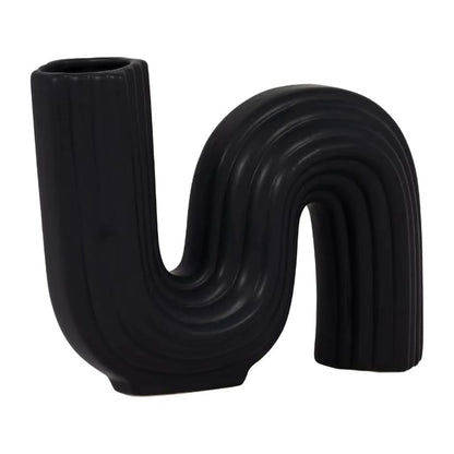 Modern Curved Black Ceramic Vase PACK OF 2