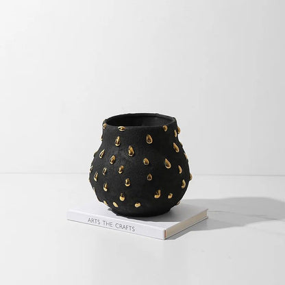 Irregular Gold Beads Ceramic Vase