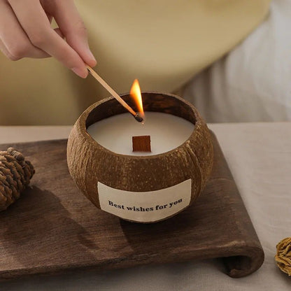 Set Of 2 Natural Coconut Candle Wicker