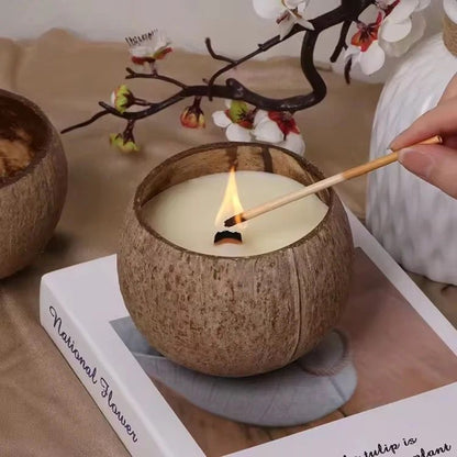 Set Of 2 Natural Coconut Candle Wicker