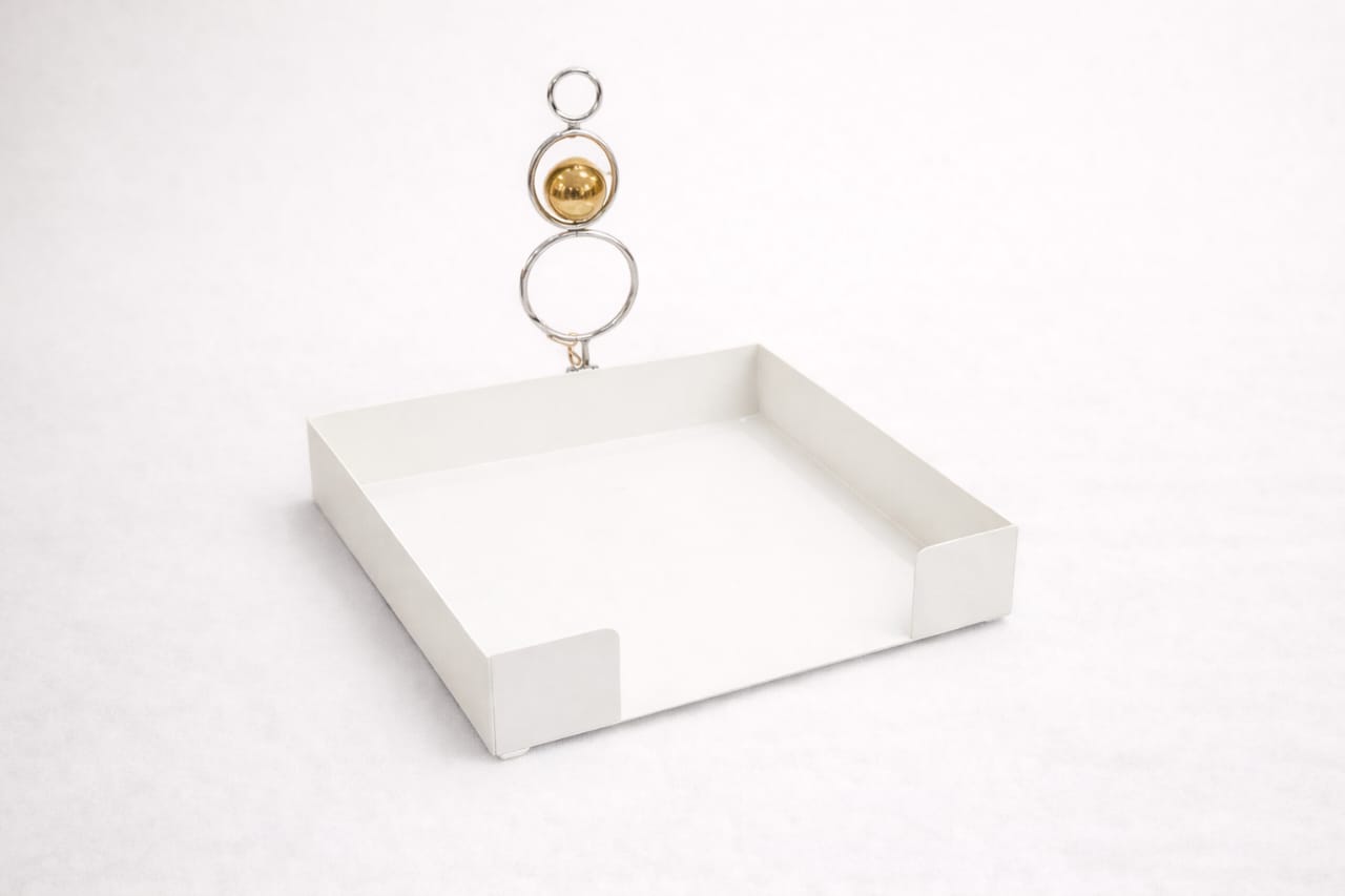 Square Napkin Holder with Metal Handle