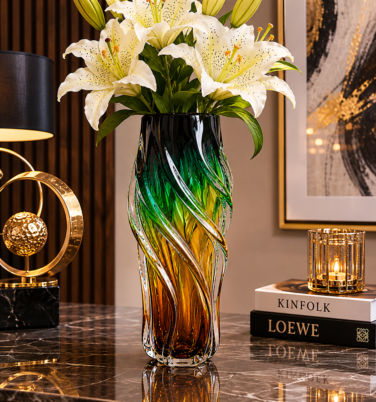 Multicolor Twisted Glass Vase