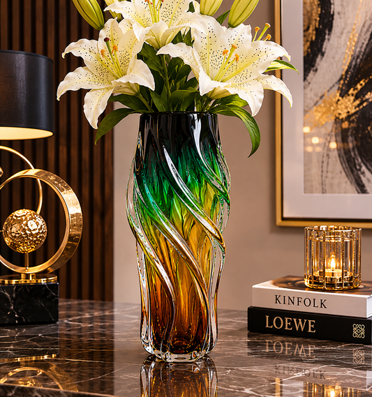 Multicolor Twisted Glass Vase