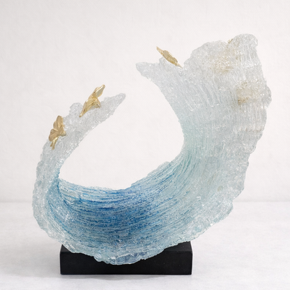 Crystal Wave Sculpture with Gold Touch