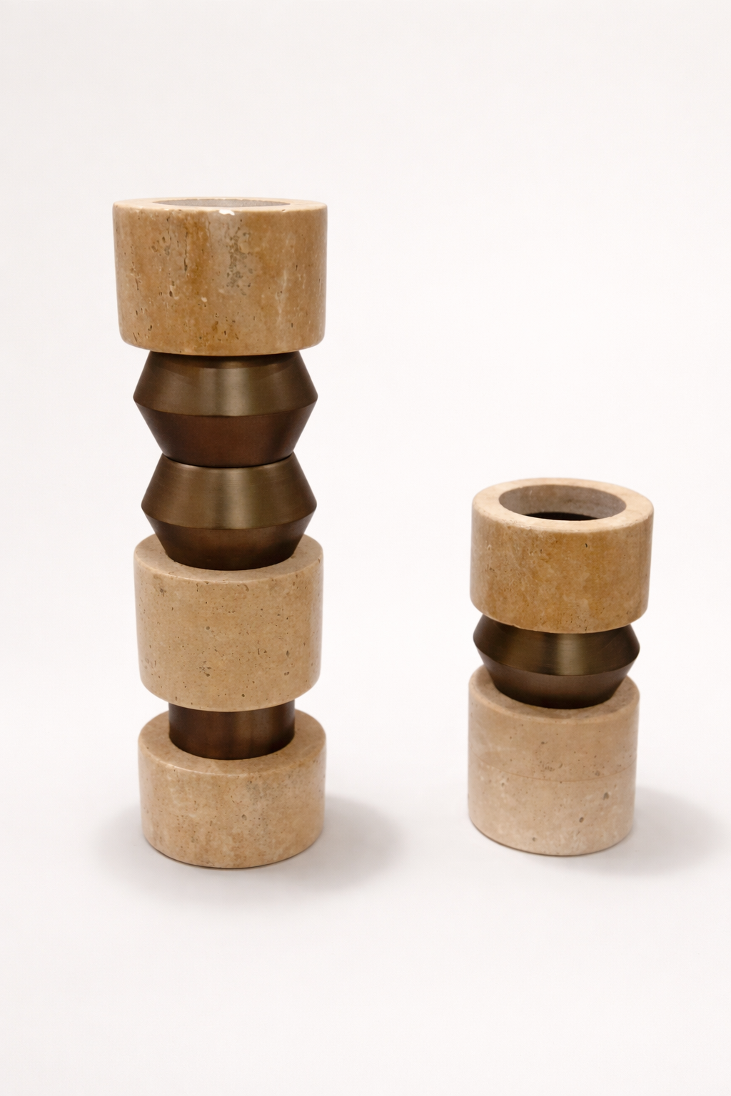 Marble & Bronze Candle Holders SET OF 2
