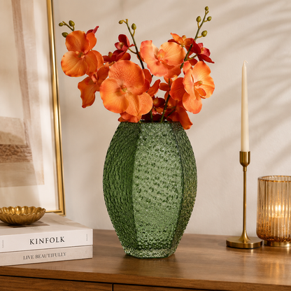 Green Textured Glass Vase