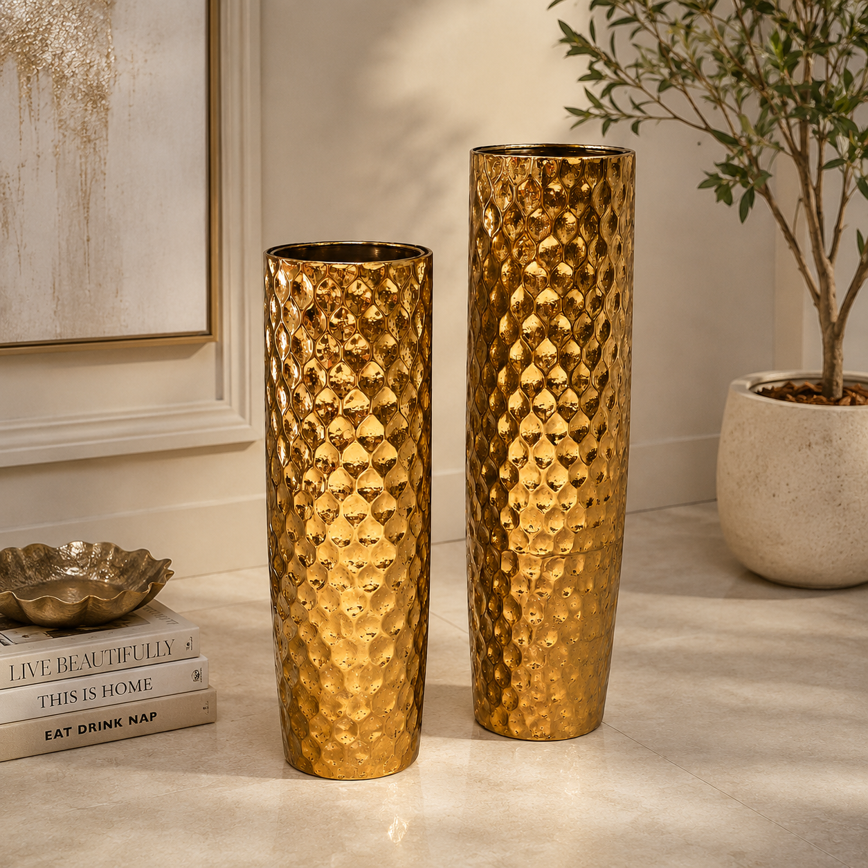 Luxury Gold Floor Vase Set