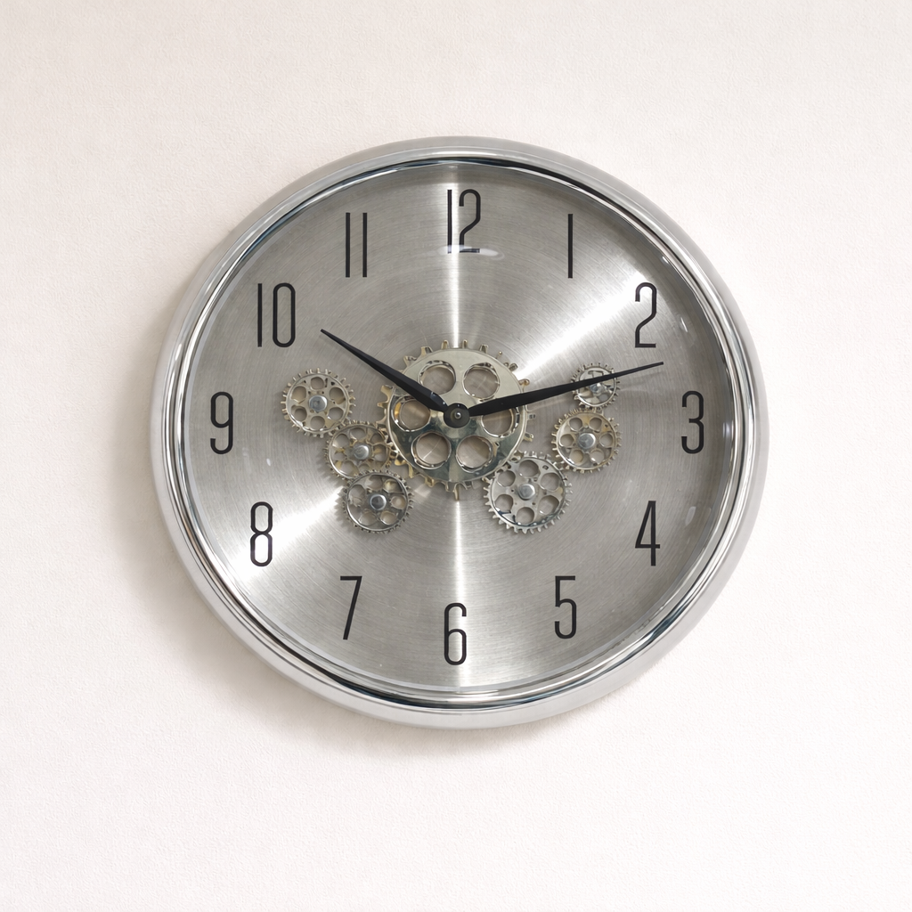 Wall Clock with Mechanical Gear Design