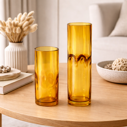 Amber Glass Vases - SET OF 2