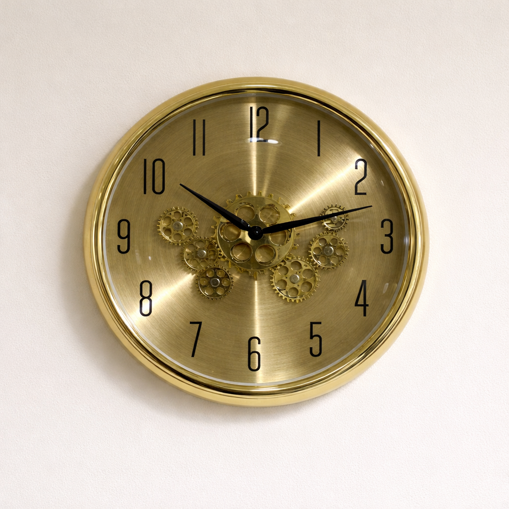 Wall Clock with Mechanical Gear Design
